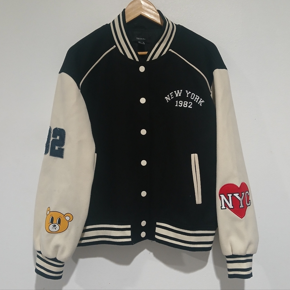 Forever 21+  "New York 1982 Empire State" Varsity Jacket Plus Size: OX